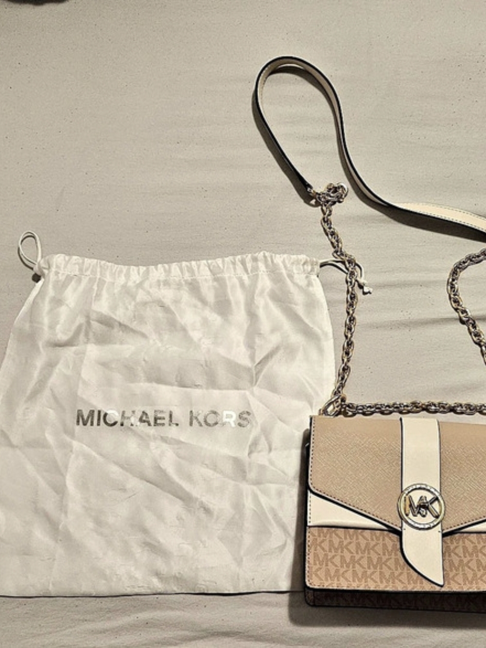 Michael Kors Greenwich Small Color-Block Logo and Saffiano Leather Crossbody Bag